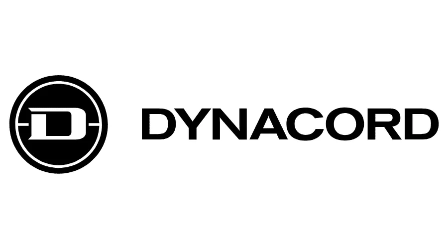 A black and white image of the dynacord logo.